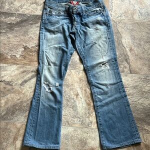 Lucky Brand Women's Distressed Blue Flare Jeans